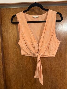 Sleeveless Tie-Front Crop Top in Peach by Endless Rose